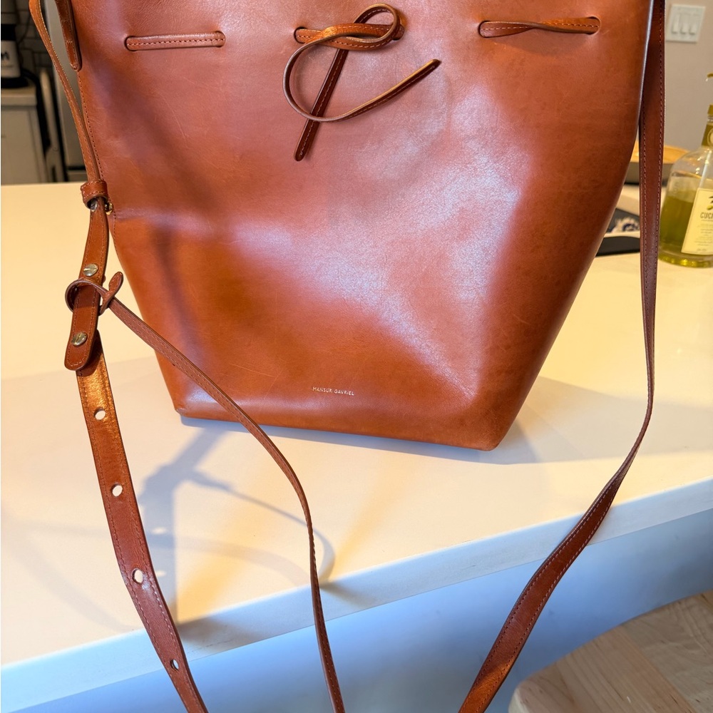 Mansur Gavriel Tan Leather Shoulder Bag